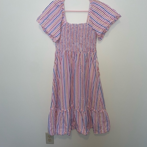 Draper James Deana Smocked Midi Dress in Multi Stripe Size Medium - Picture 9 of 13